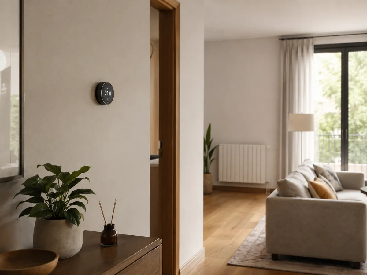 Termostato digital utilizado para controlar la calefacción de una vivienda